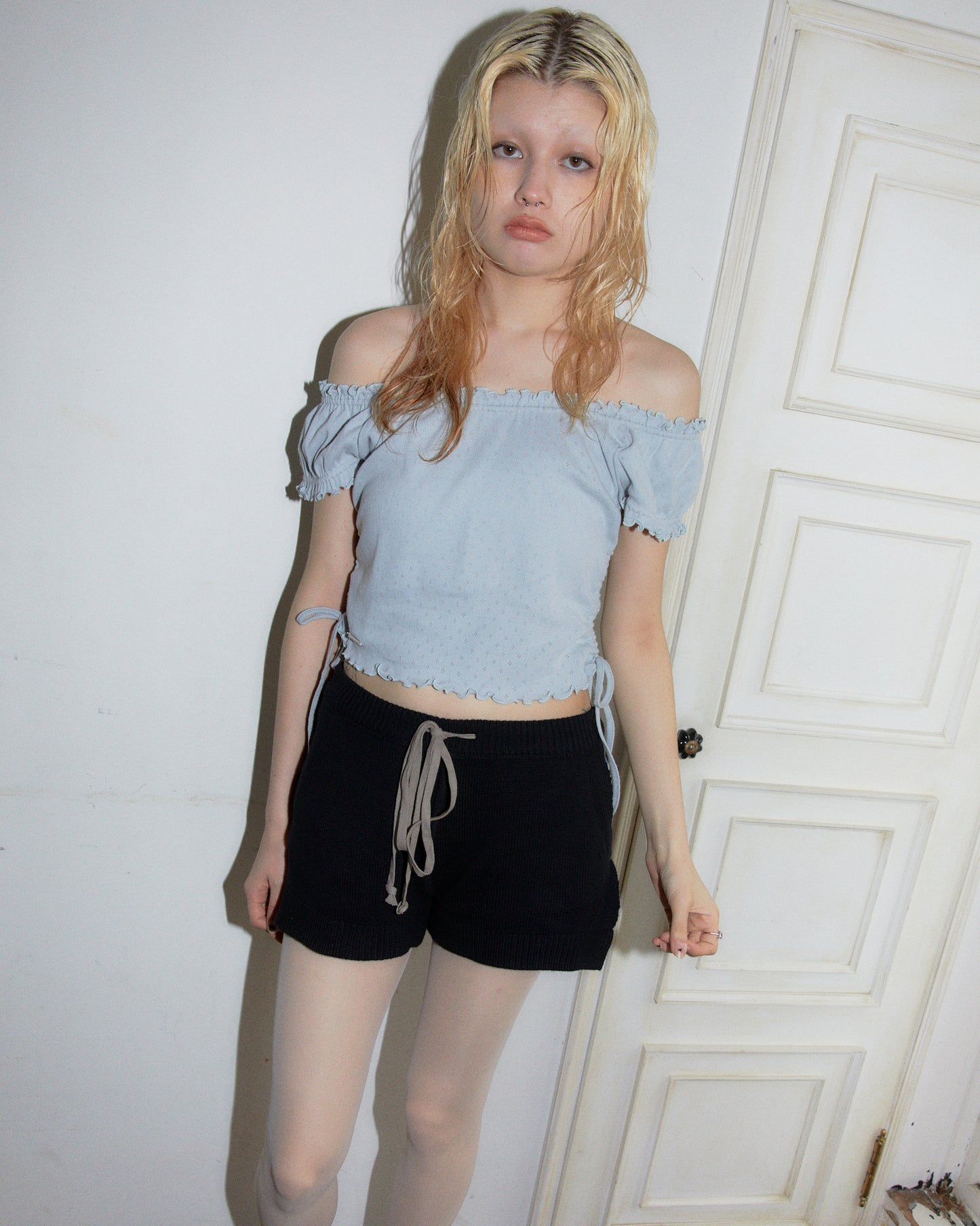 2WAY GATHER TOPS _GREY