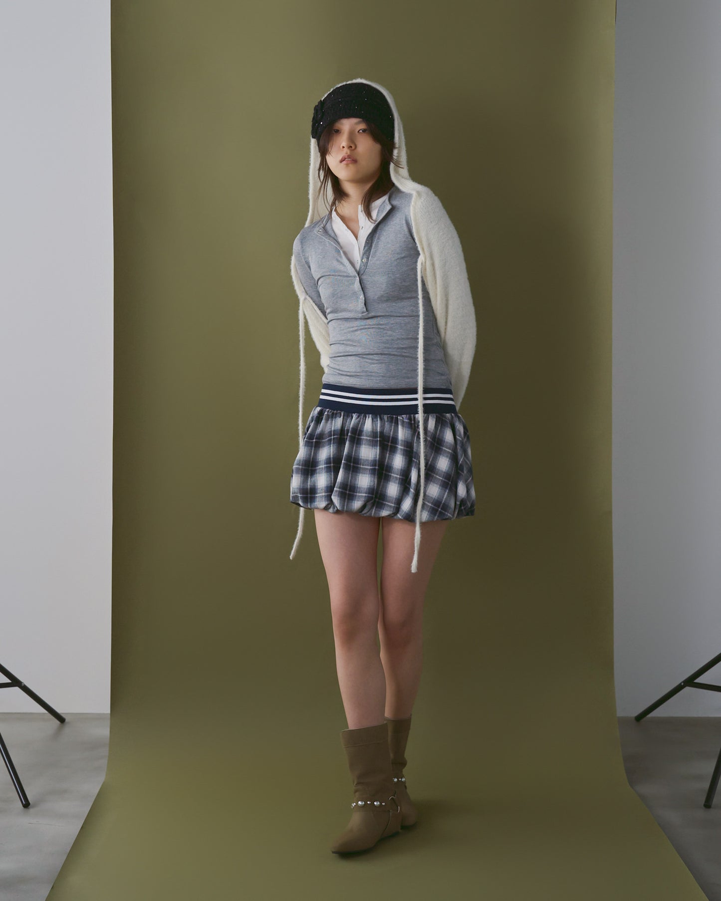 BALLOON MINI SKIRT【CHECK】