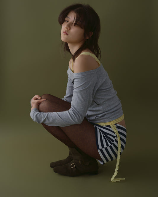 OFF SHOULDER TOPS&LACE CAMI SET【GREY】