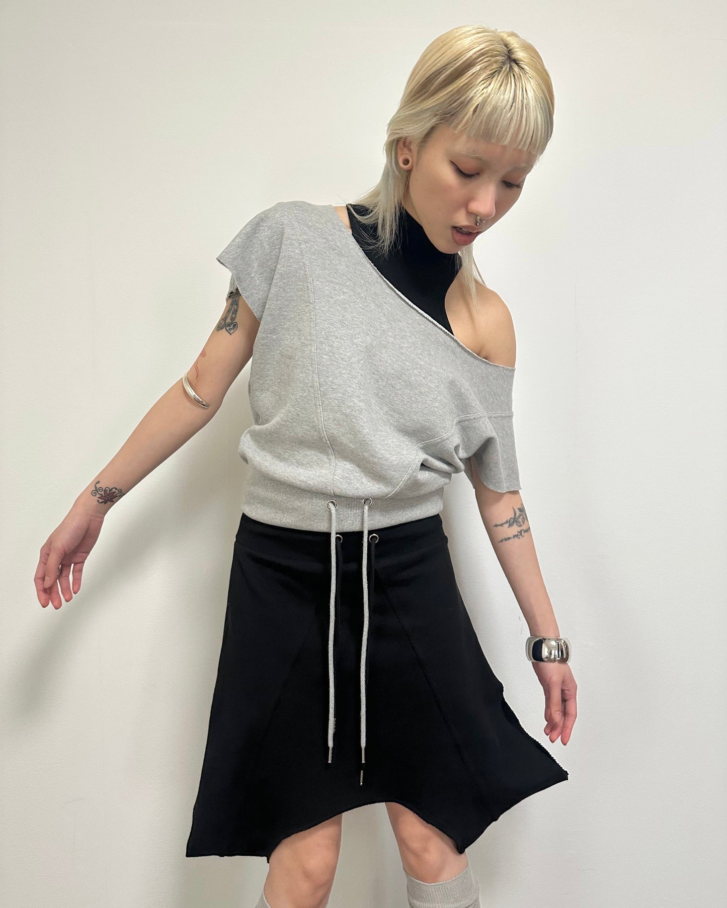 3WAY CUT TOPS&DOT HALTERNECK SET【BLACK】