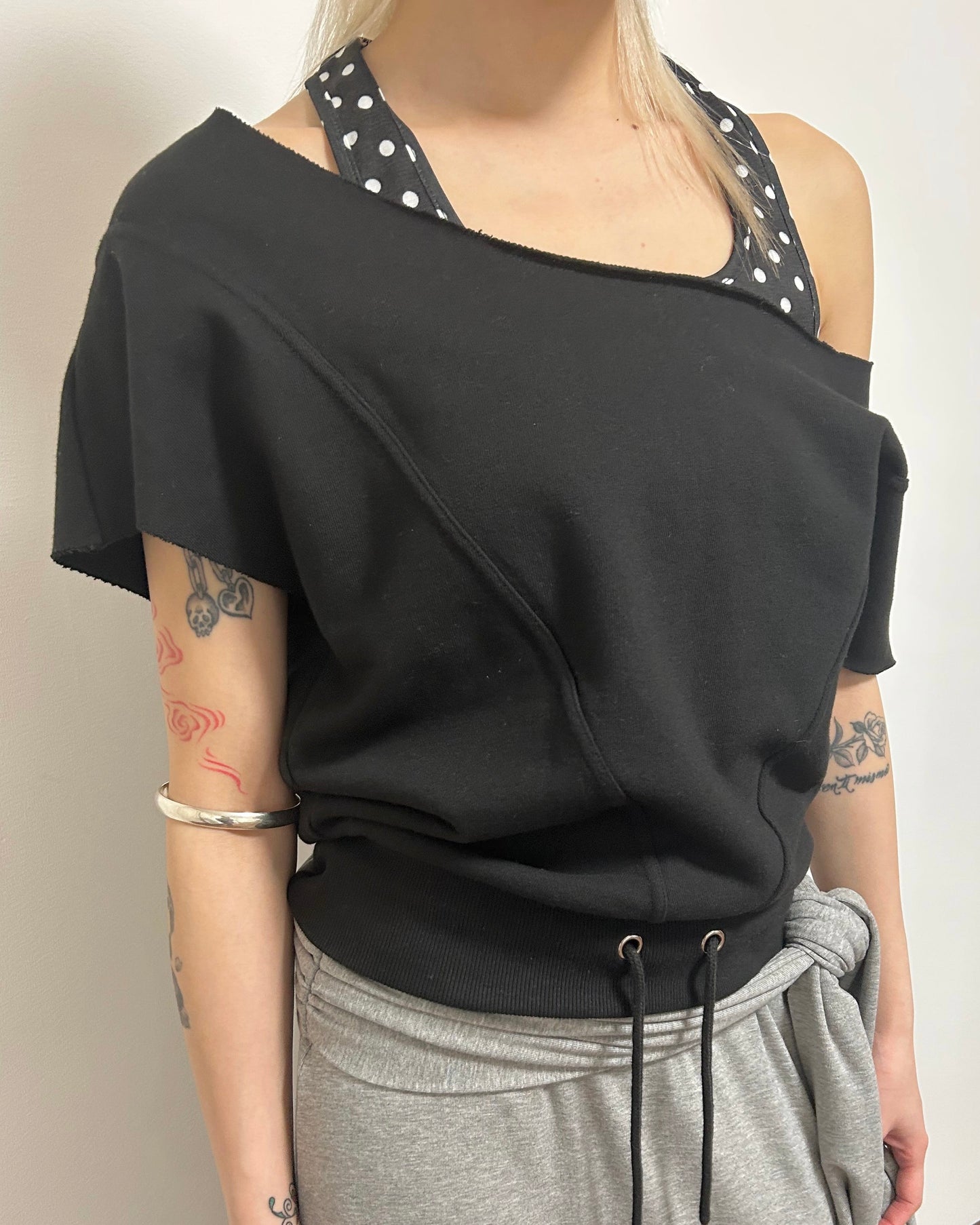 3WAY CUT TOPS&DOT HALTERNECK SET【BLACK】