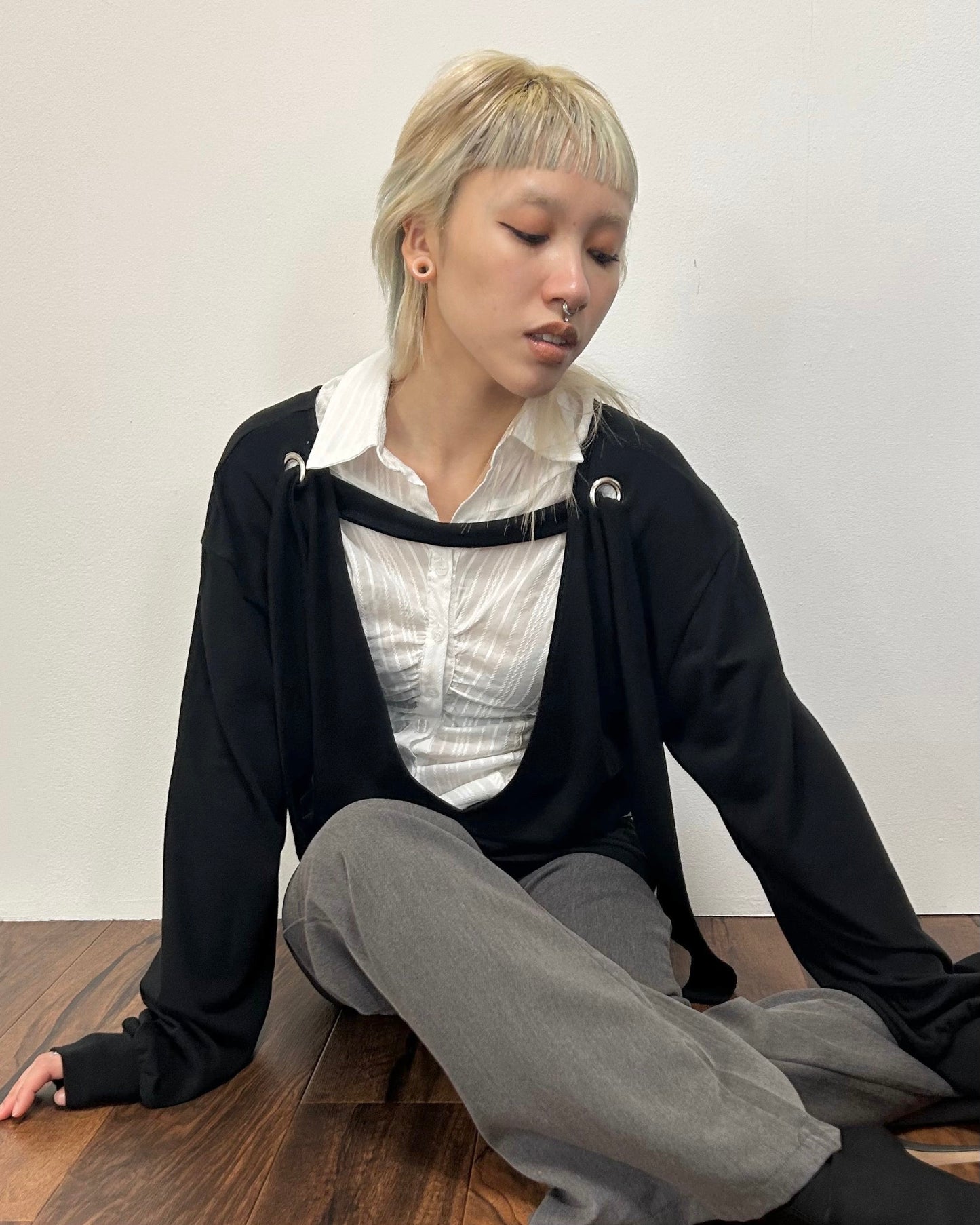 STRIPE GATHER BLOUSE