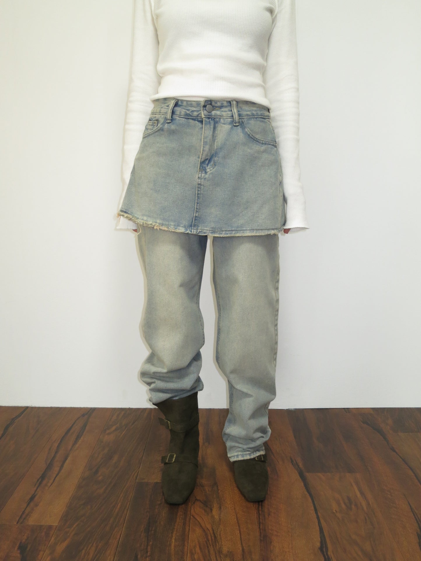 LAYERED DENIM PANTS