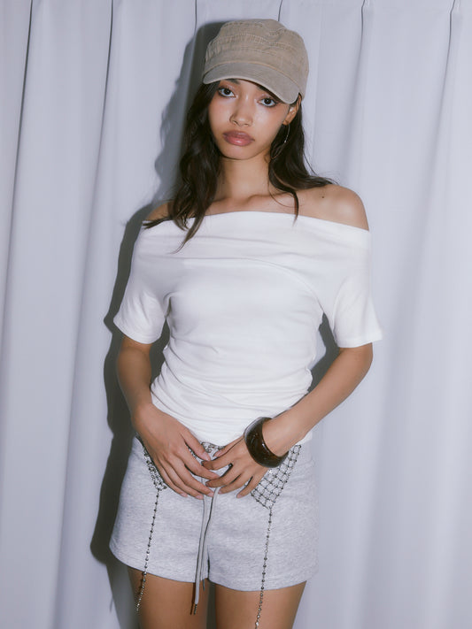 SIDE GATHER OFF SHOULDER TOPS