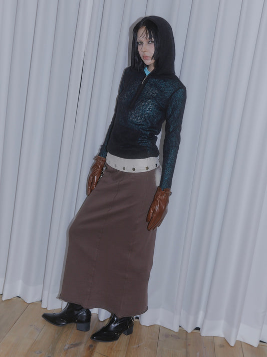 LOOSE KNIT HOODIE【BLACK】