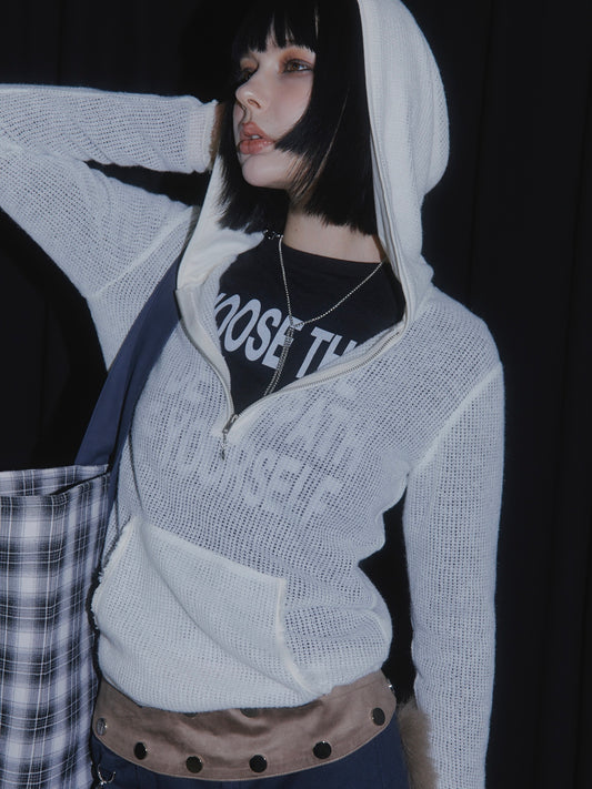 LOOSE KNIT HOODIE【IVORY】