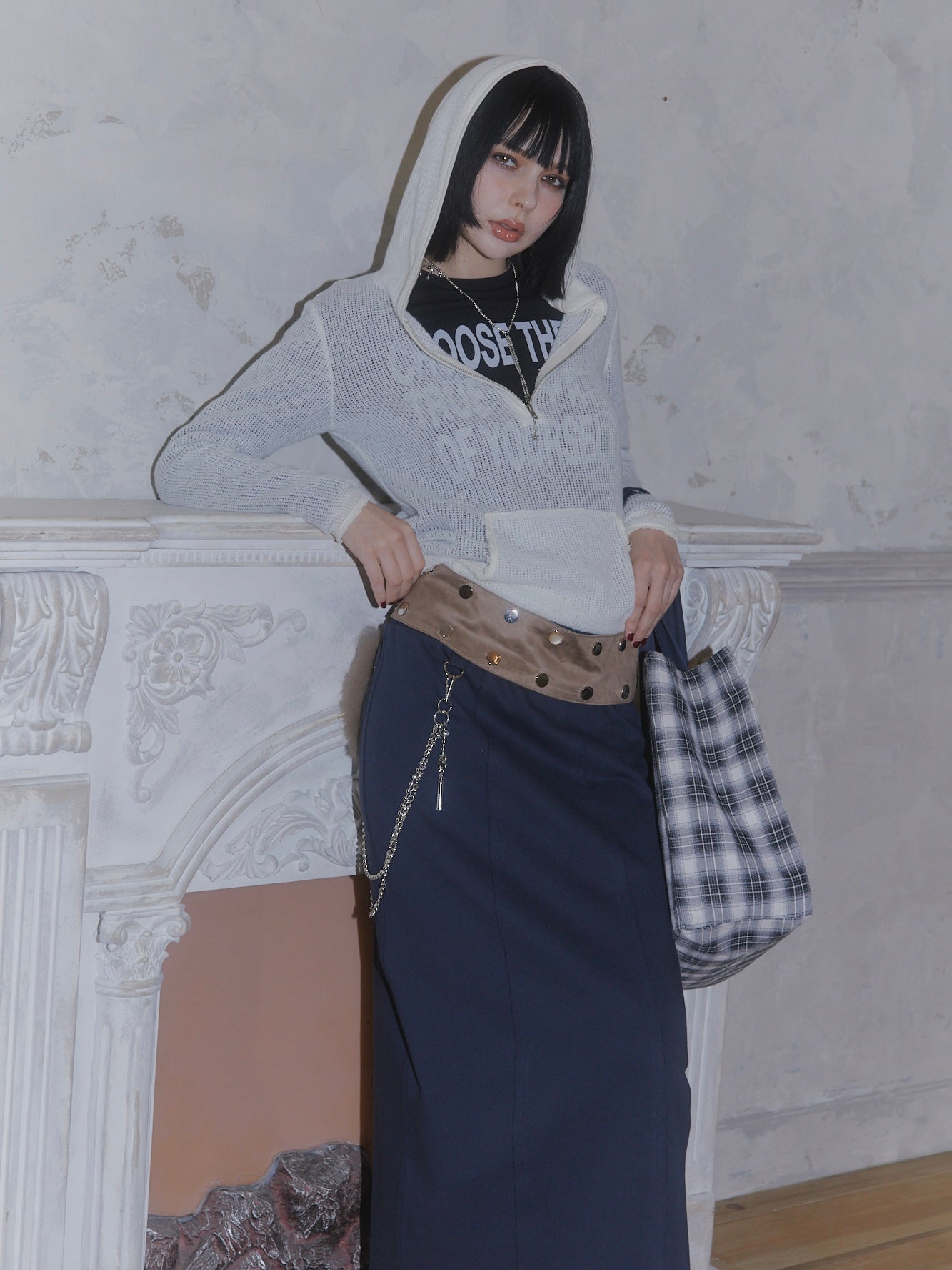 LOOSE KNIT HOODIE【IVORY】