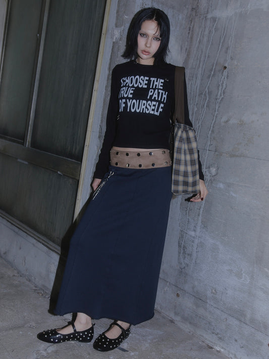 PIERCE LONG SLEEVE T-SHIRT【BLACK】