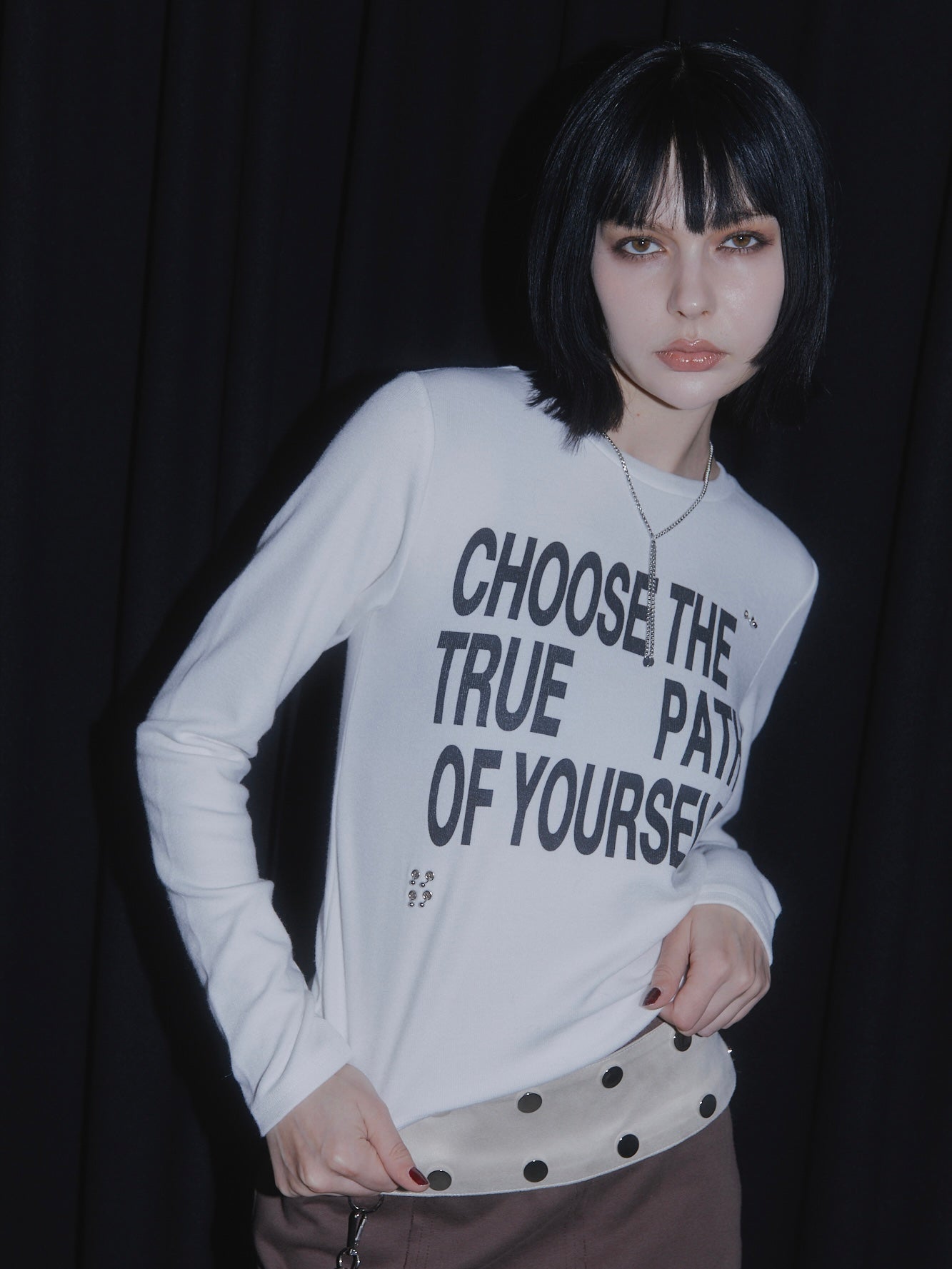PIERCE LONG SLEEVE T-SHIRT【WHITE】