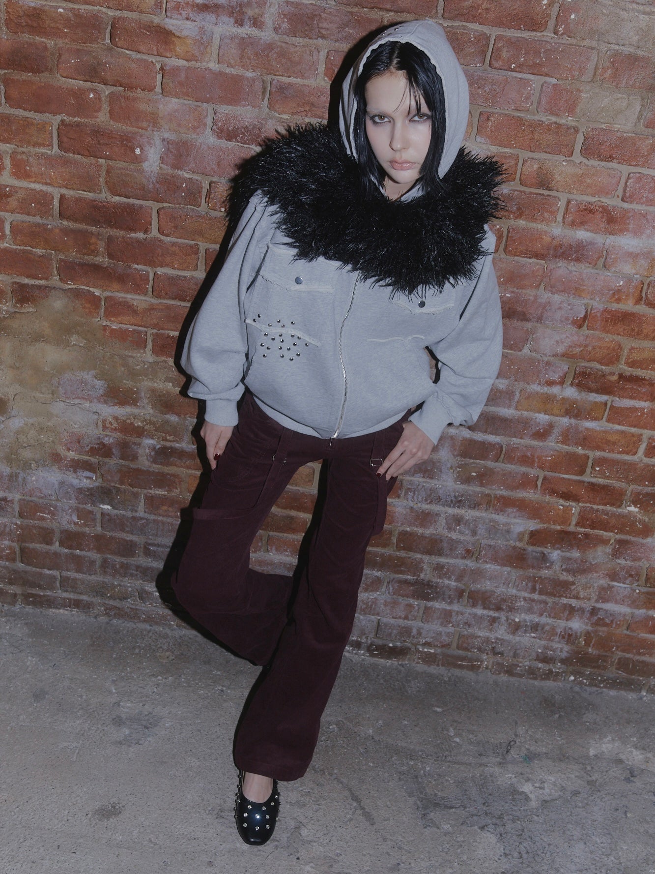 STUDS CORDUROY PANTS【BORDEAUX】