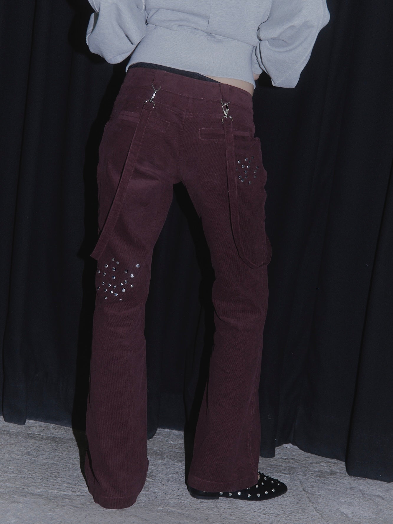 STUDS CORDUROY PANTS【BORDEAUX】