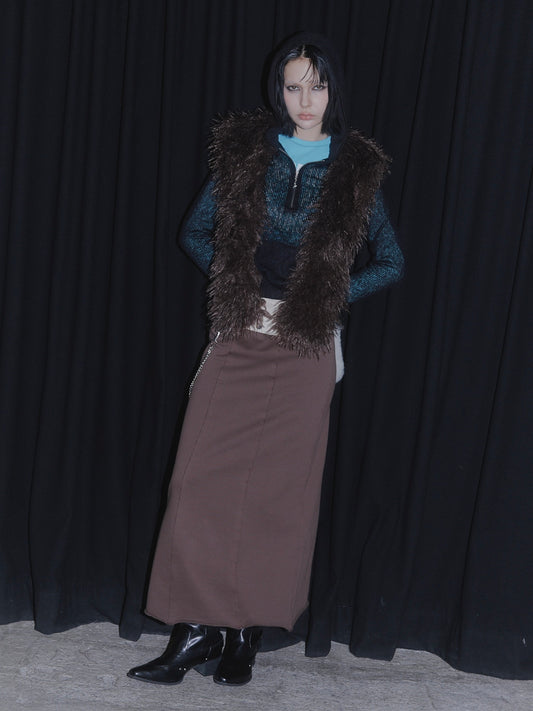 3SET SWEAT MAXI SKIRT【BROWN】