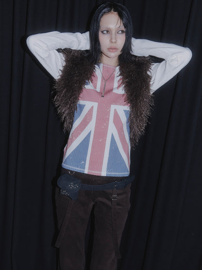 UNION JACK KNIT TOPS【WHITE】