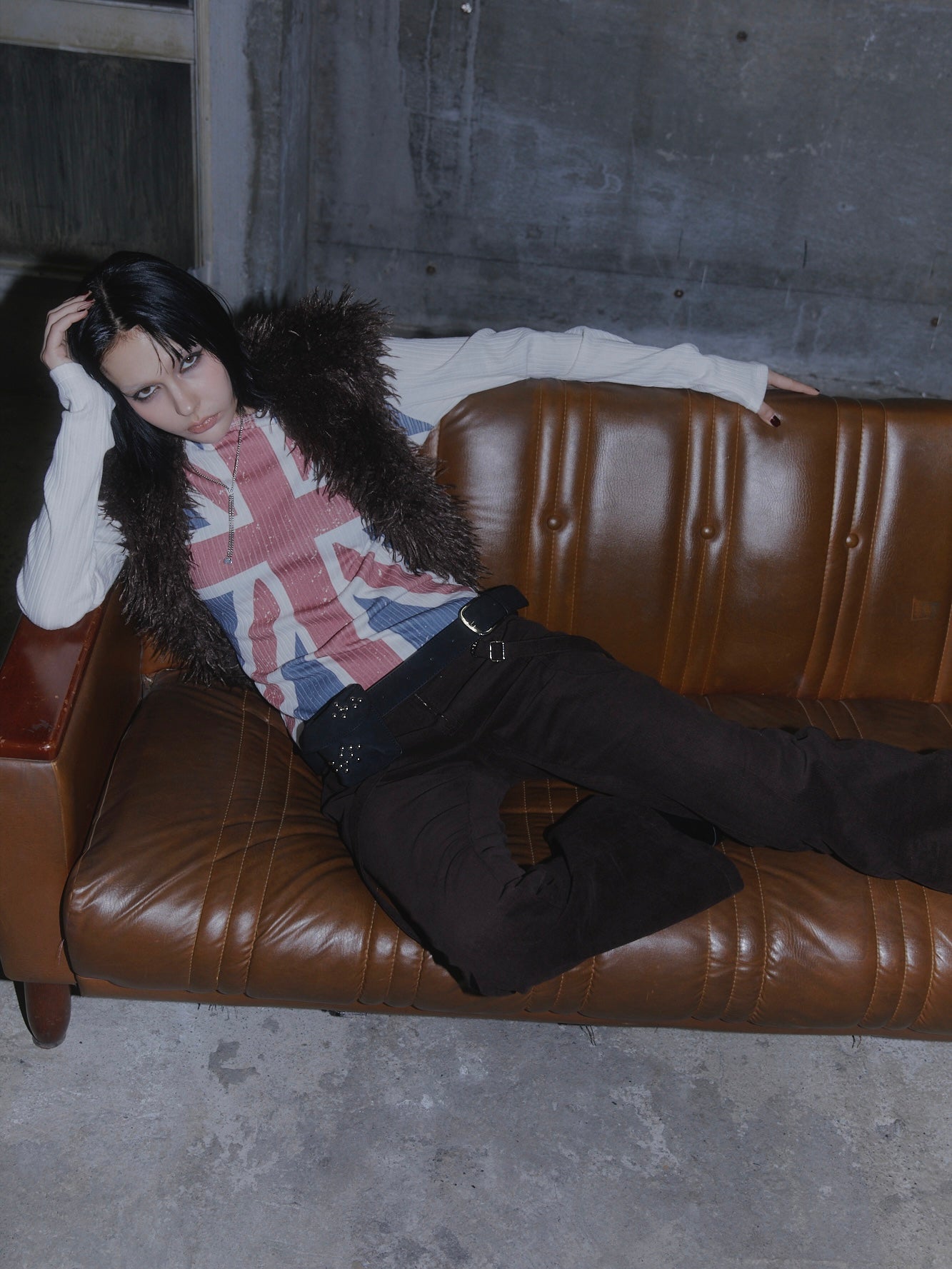 UNION JACK KNIT TOPS【WHITE】