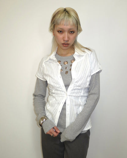 STRIPE GATHER BLOUSE