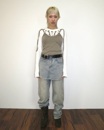 LAYERED DENIM PANTS