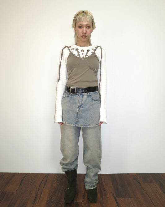 LAYERED DENIM PANTS