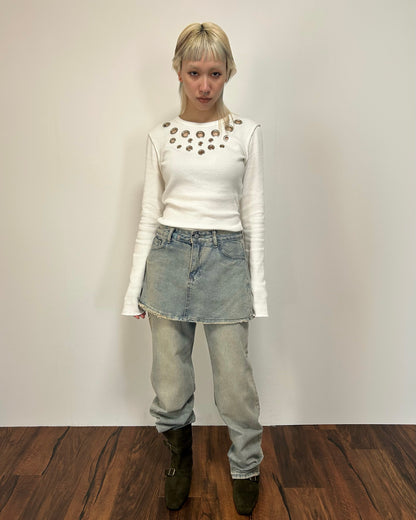 LAYERED DENIM PANTS