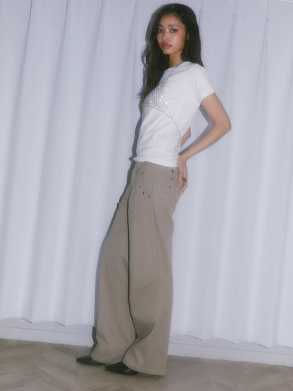 STUDS STRAIGHT PANTS【BEIGE】
