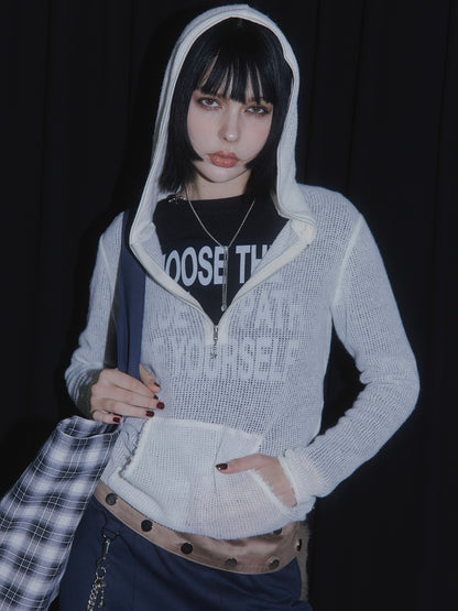 LOOSE KNIT HOODIE【IVORY】
