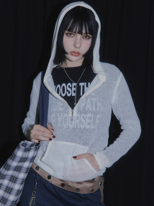 LOOSE KNIT HOODIE【IVORY】