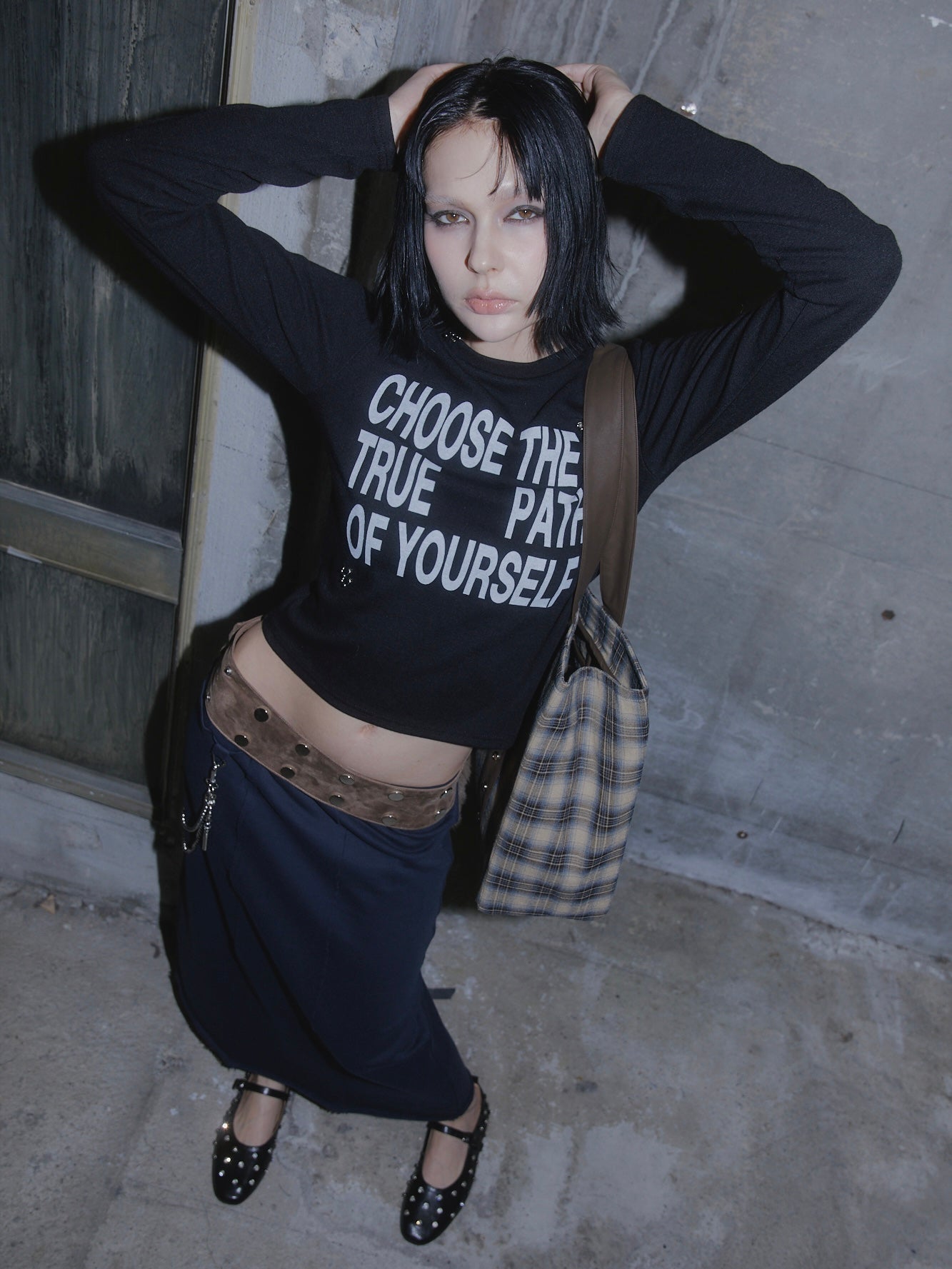 PIERCE LONG SLEEVE T-SHIRT【BLACK】