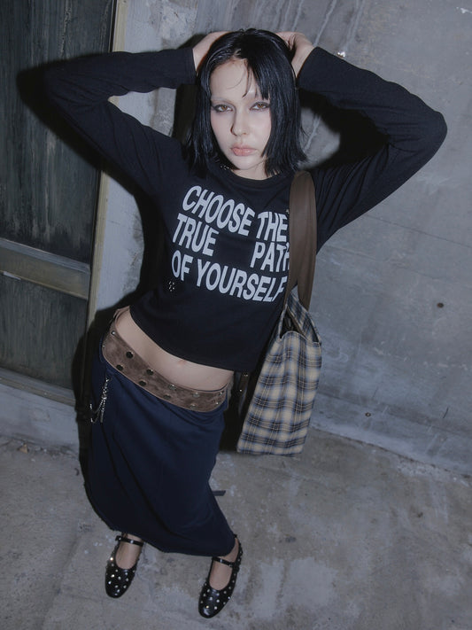 PIERCE LONG SLEEVE T-SHIRT【BLACK】