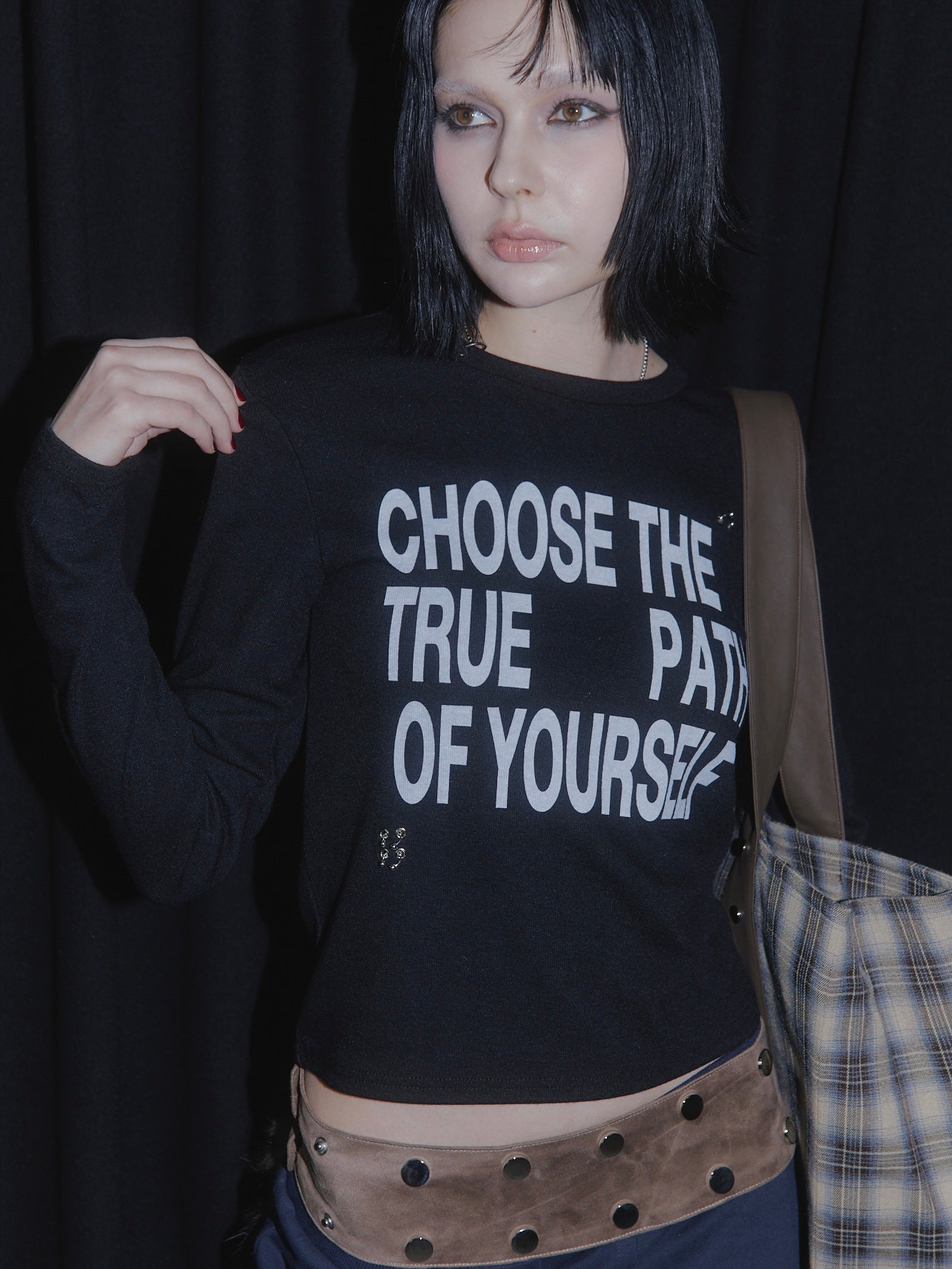 PIERCE LONG SLEEVE T-SHIRT【BLACK】