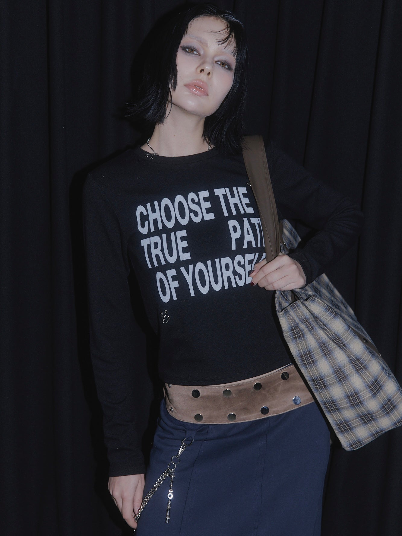 PIERCE LONG SLEEVE T-SHIRT【BLACK】