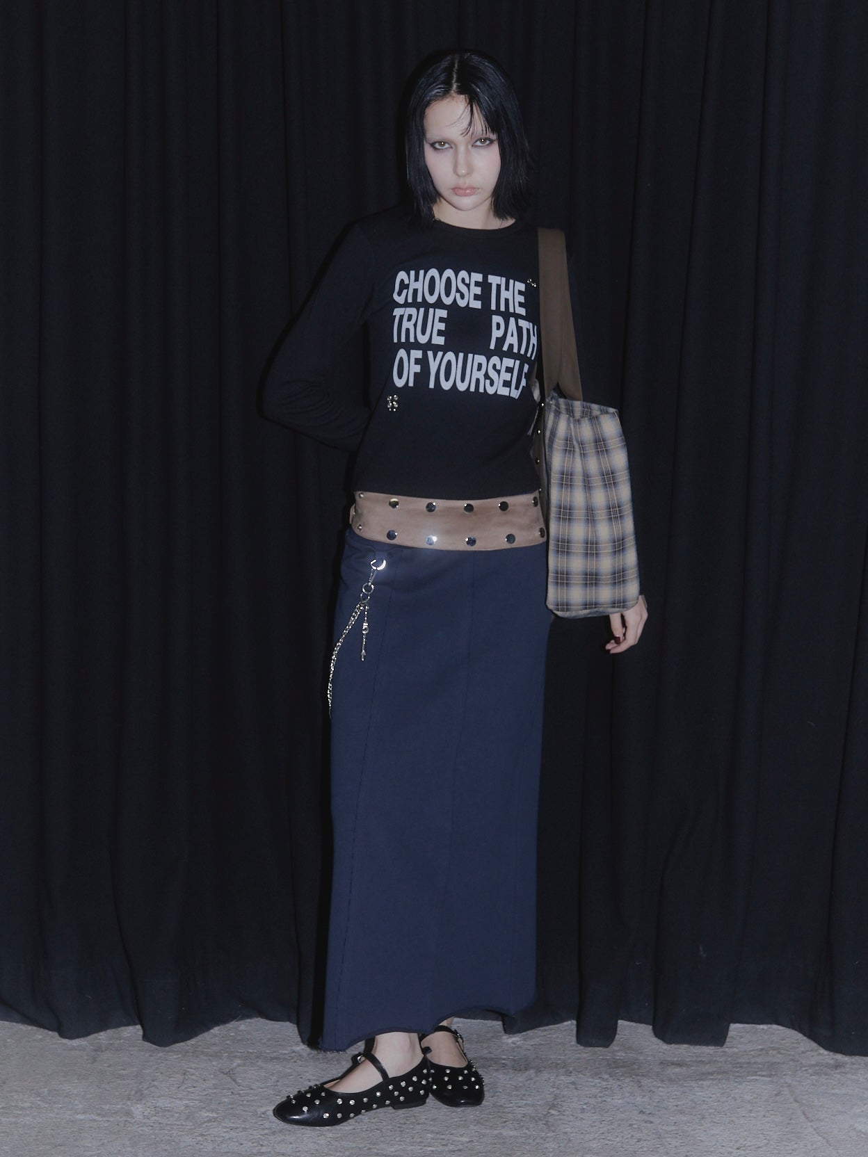 PIERCE LONG SLEEVE T-SHIRT【BLACK】