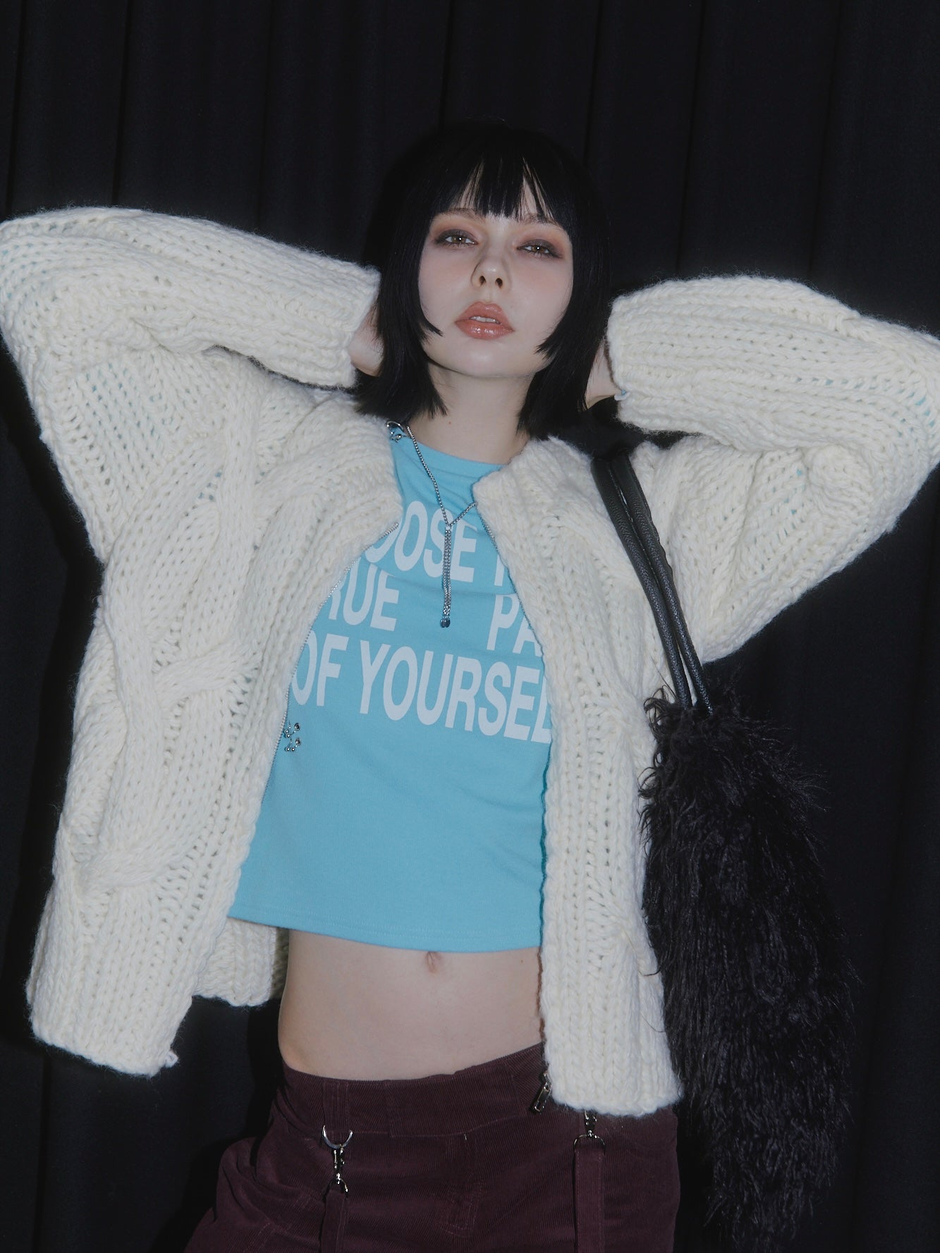 PIERCE LONG SLEEVE T-SHIRT【BLUE】