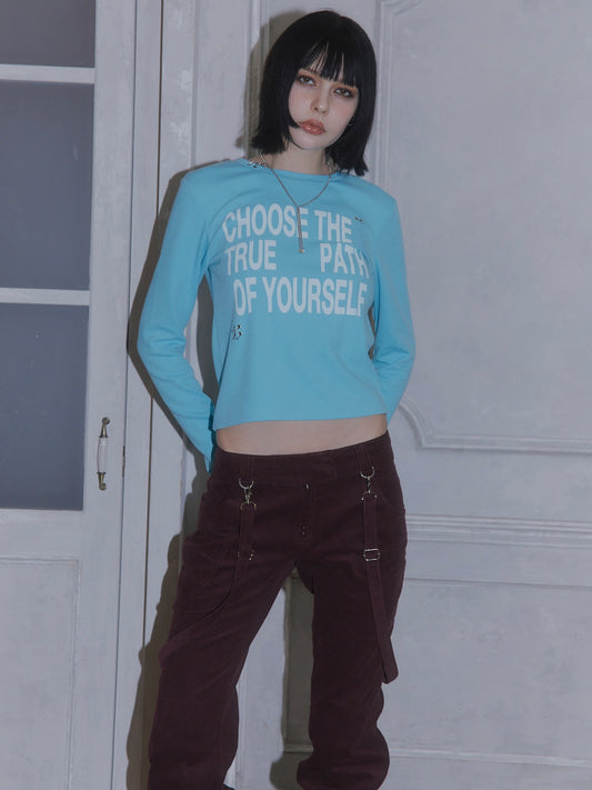 PIERCE LONG SLEEVE T-SHIRT【BLUE】