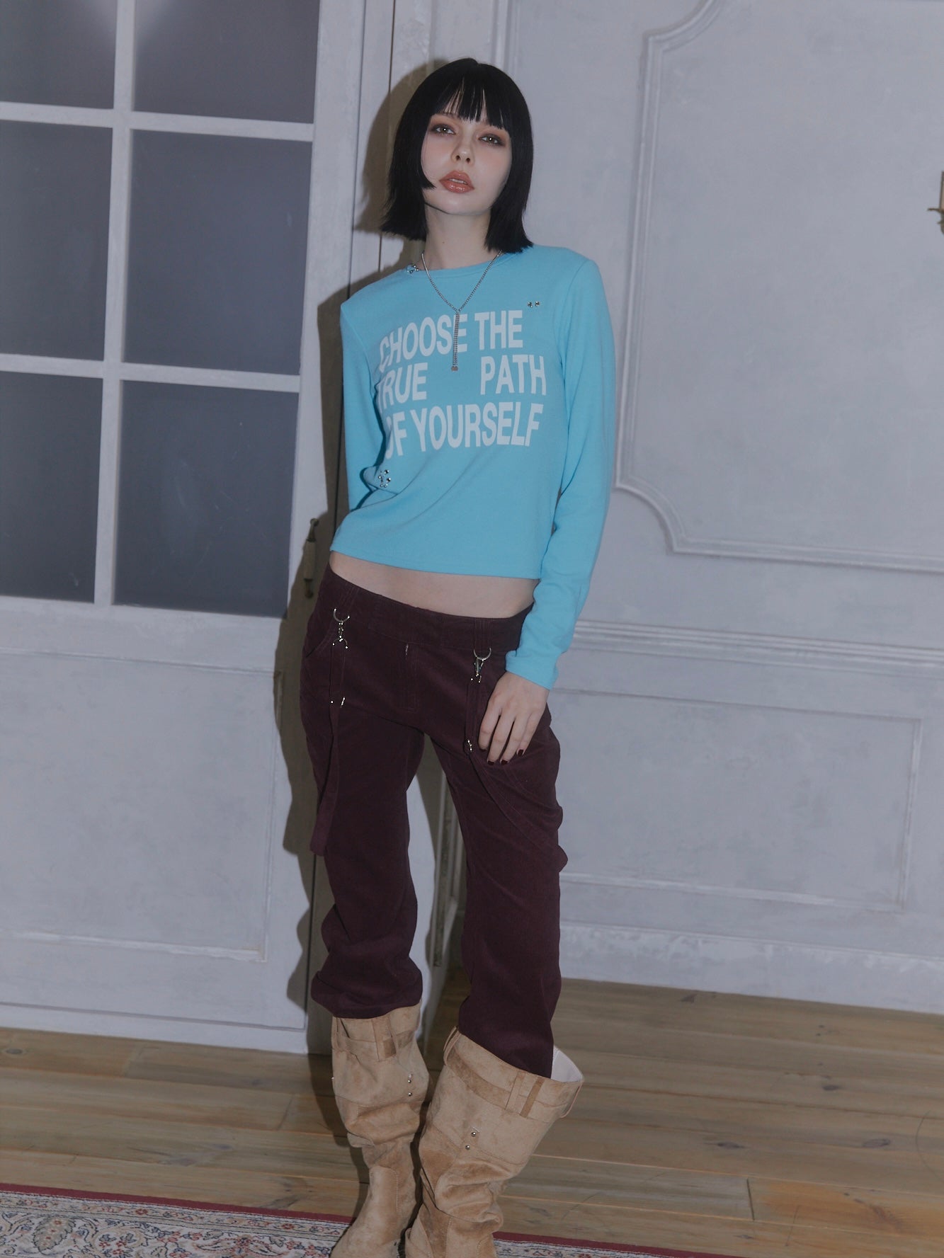 PIERCE LONG SLEEVE T-SHIRT【BLUE】
