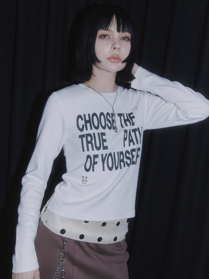 PIERCE LONG SLEEVE T-SHIRT【WHITE】