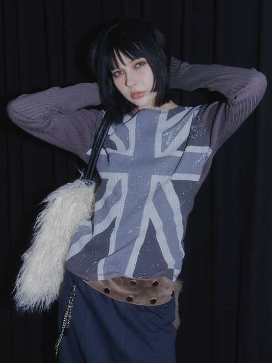 UNION JACK KNIT TOPS【BLACK】