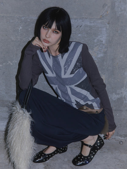 UNION JACK KNIT TOPS【BLACK】