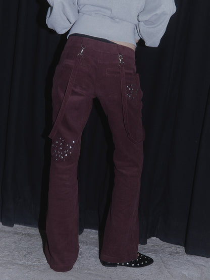 STUDS CORDUROY PANTS【BORDEAUX】