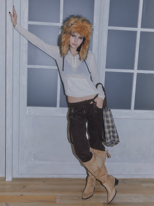 STUDS CORDUROY PANTS【BROWN】