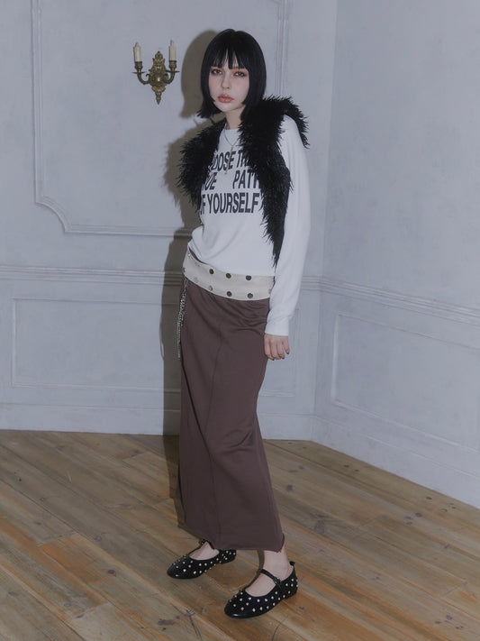 3SET SWEAT MAXI SKIRT【BROWN】