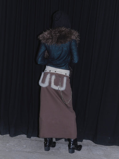 3SET SWEAT MAXI SKIRT【BROWN】