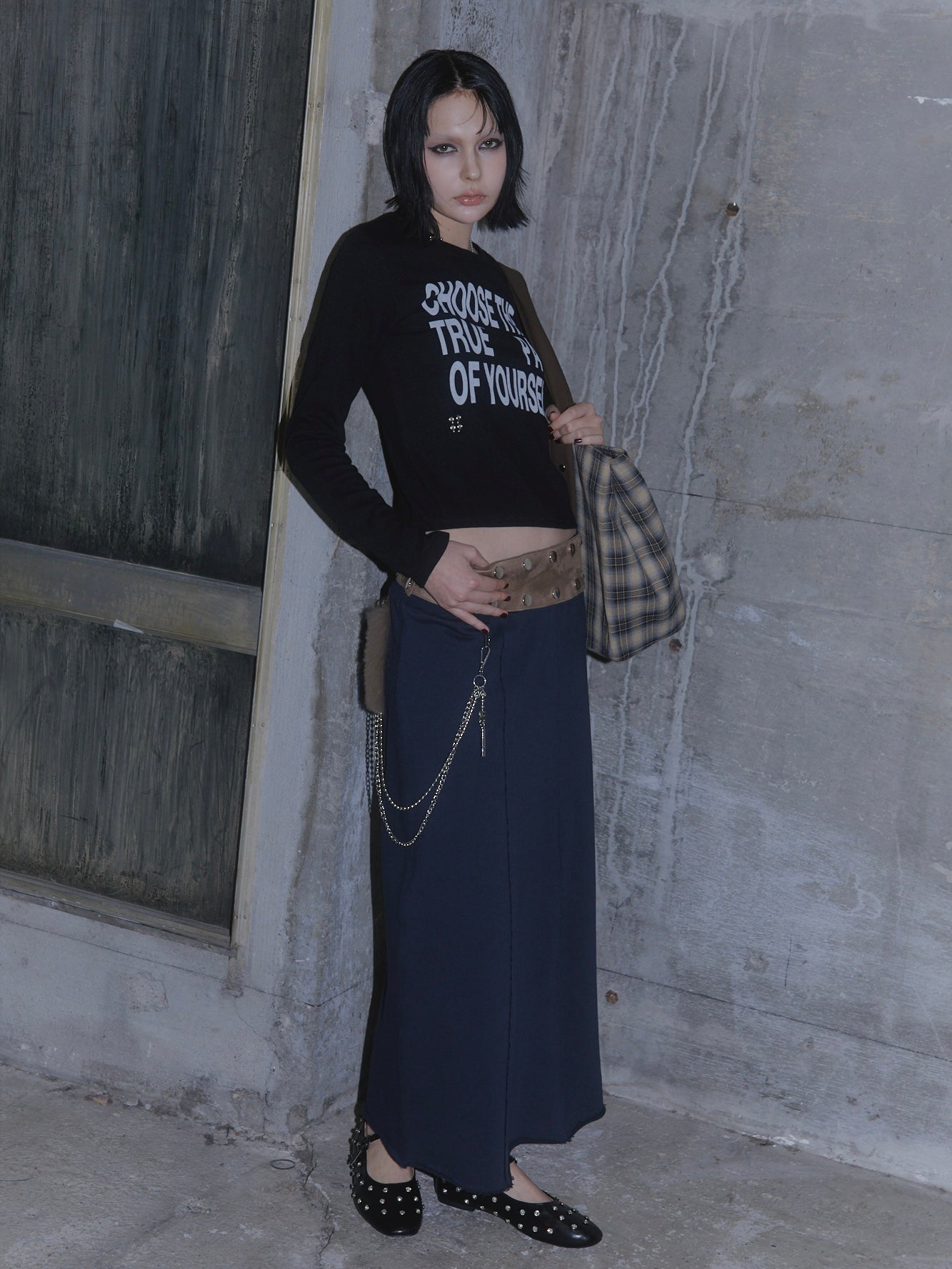 3SET SWEAT MAXI SKIRT【NAVY】