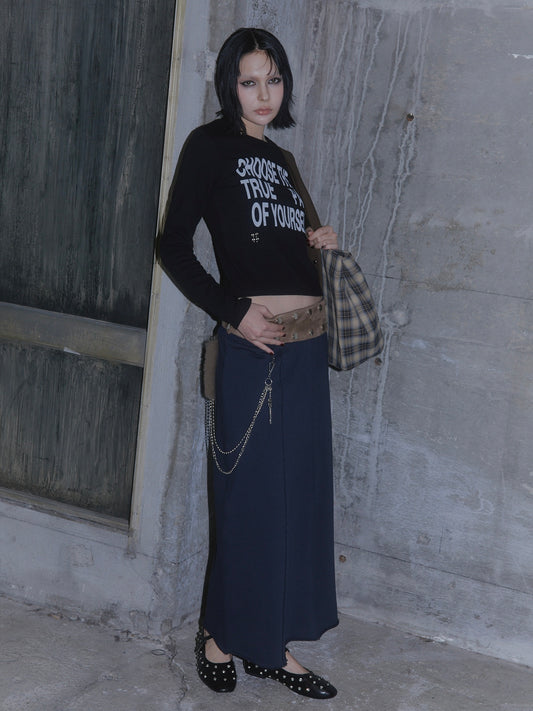 3SET SWEAT MAXI SKIRT【NAVY】