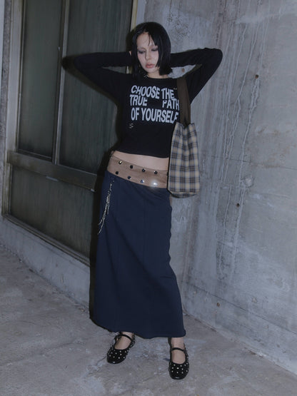 3SET SWEAT MAXI SKIRT【NAVY】