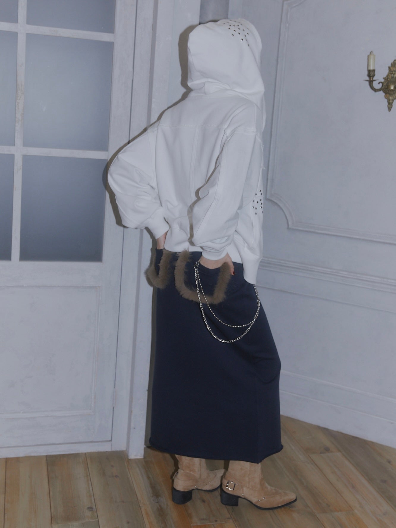 3SET SWEAT MAXI SKIRT【NAVY】